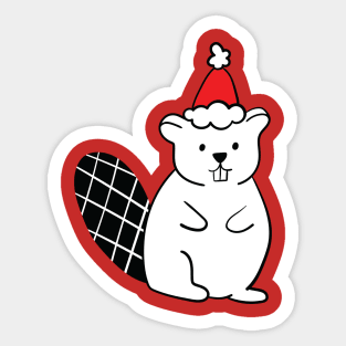 Christmas Beaver Sticker